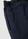 Blue stretch cotton paper bag trousers, regular fit_1