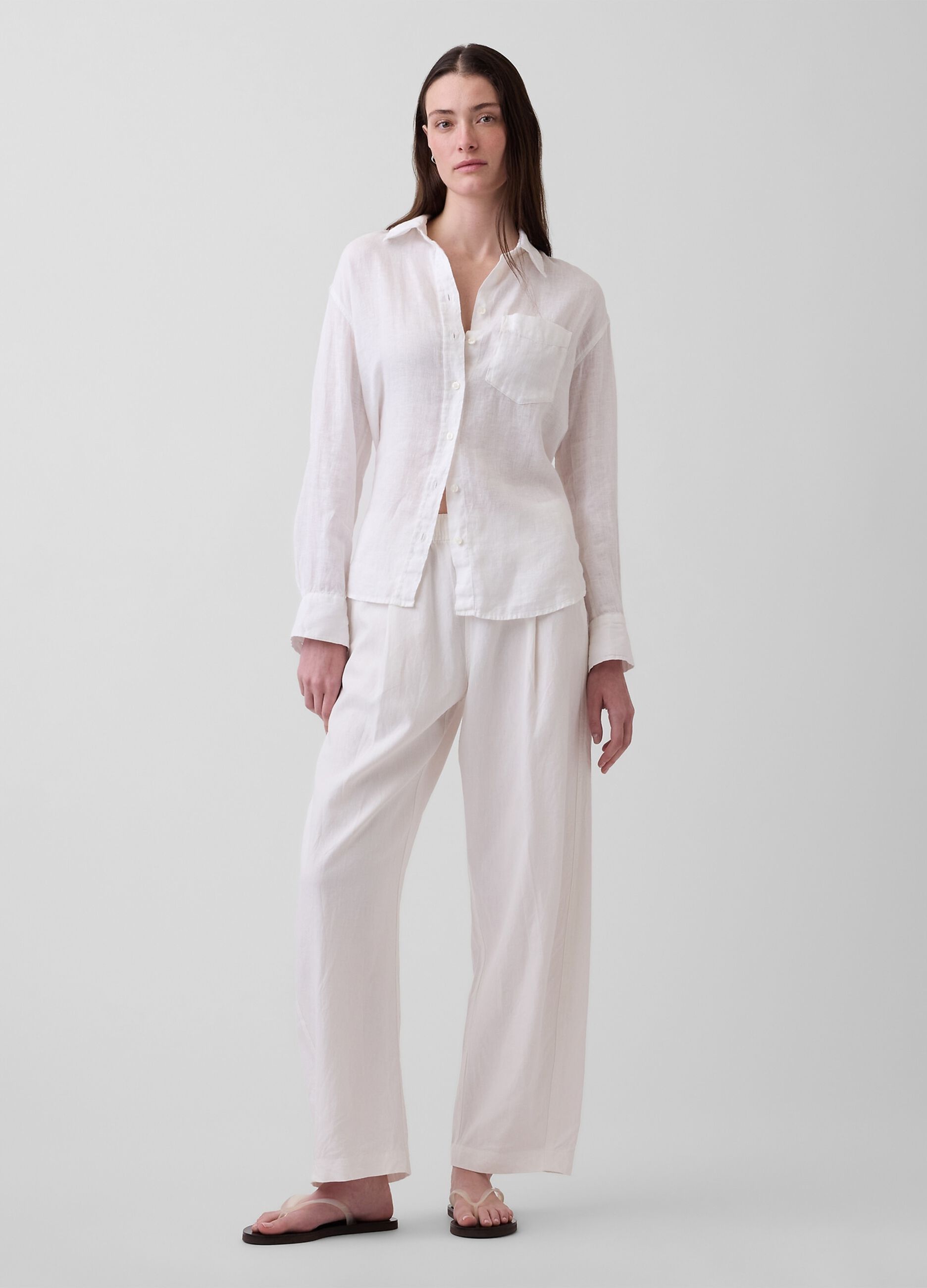 Linen-blend trousers
