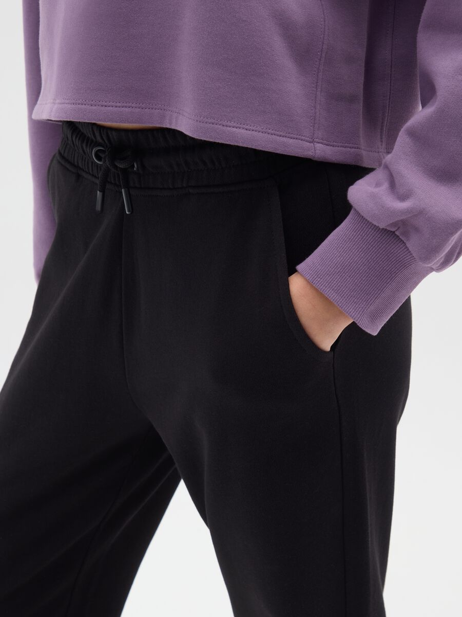 Girls' black pure cotton regular fit trousers_2