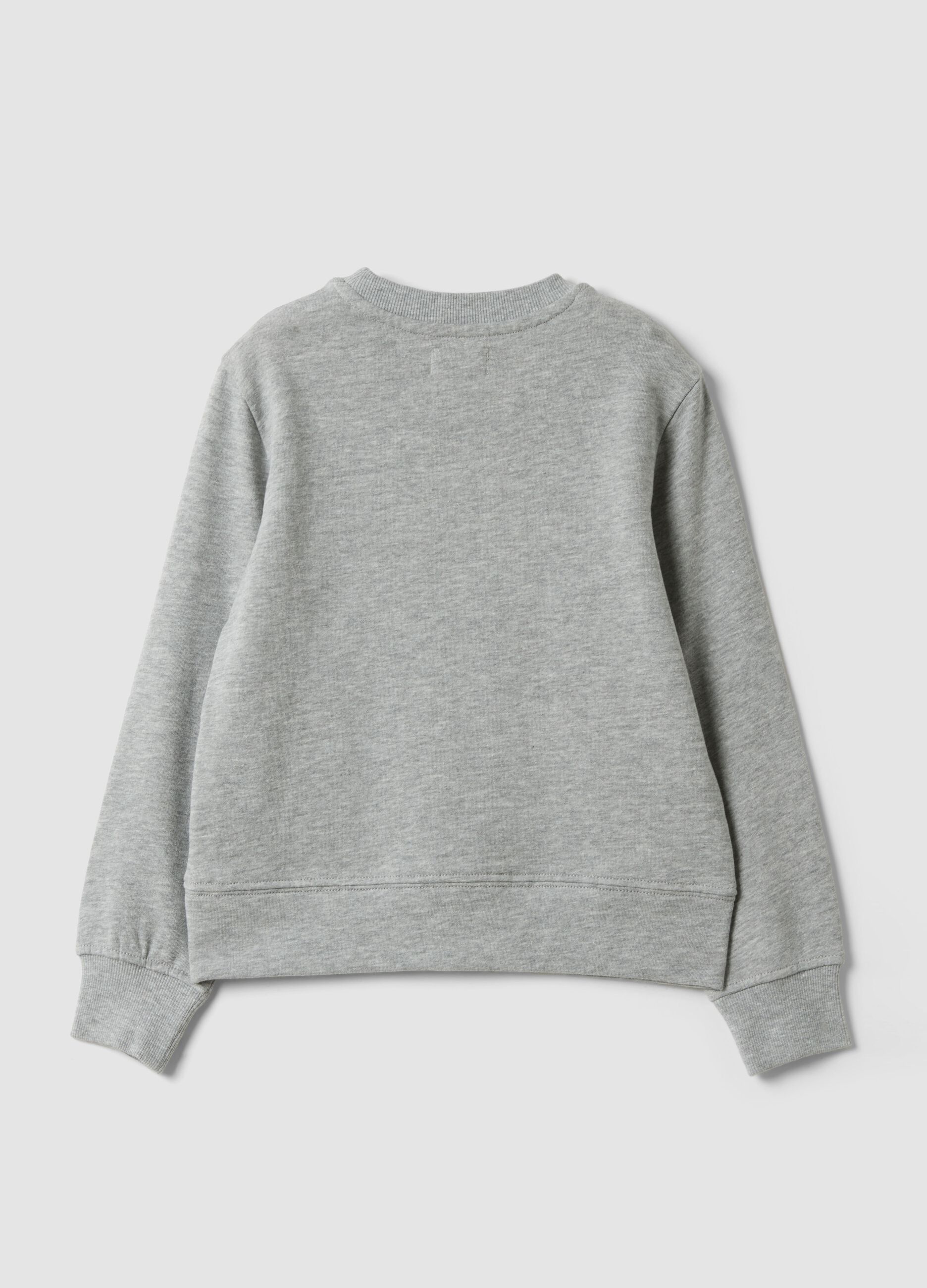 Grey pure cotton girls&rsquo; crew-neck sweatshirt with bow