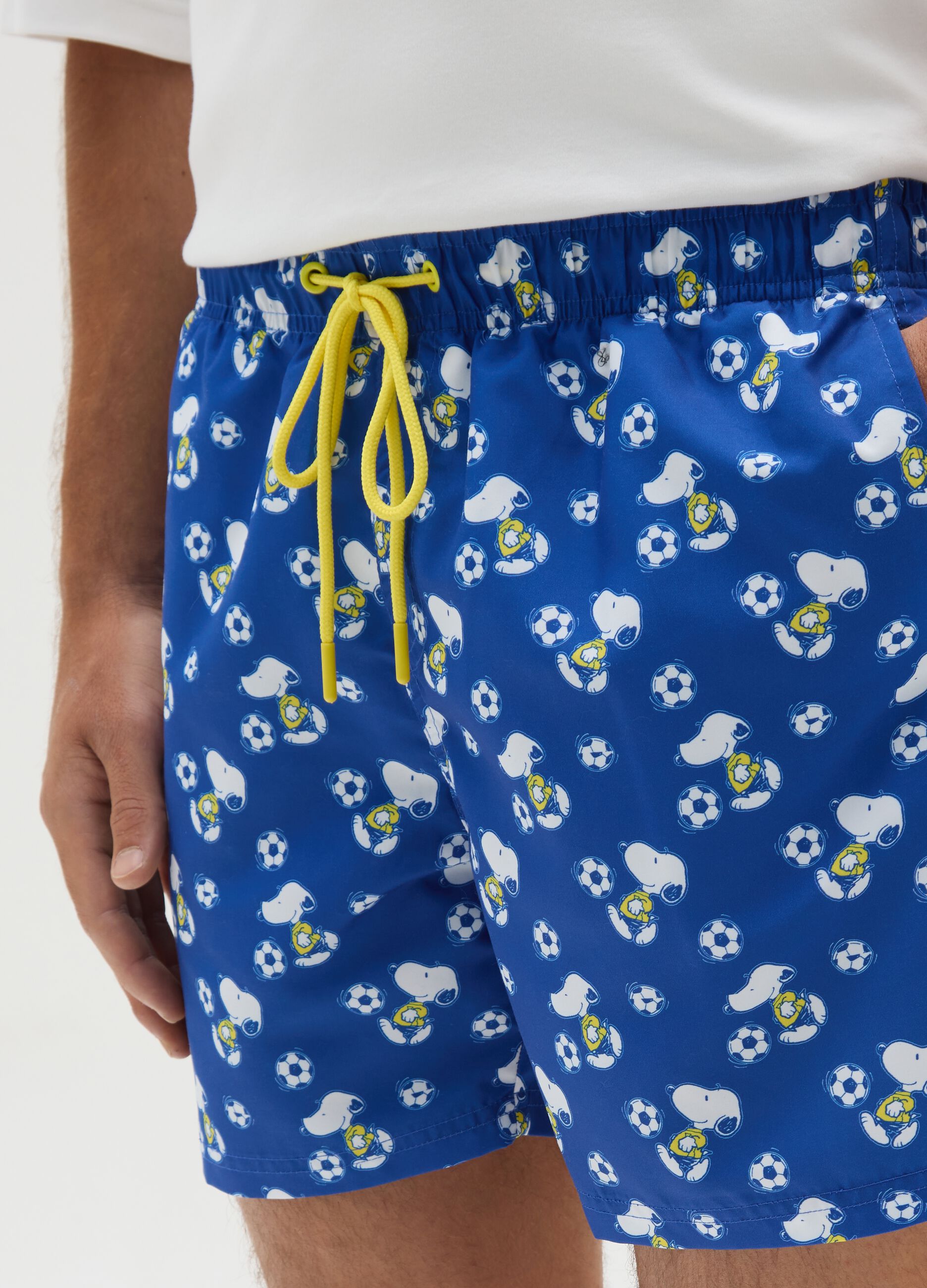 Men’s blue fabric shorts with print