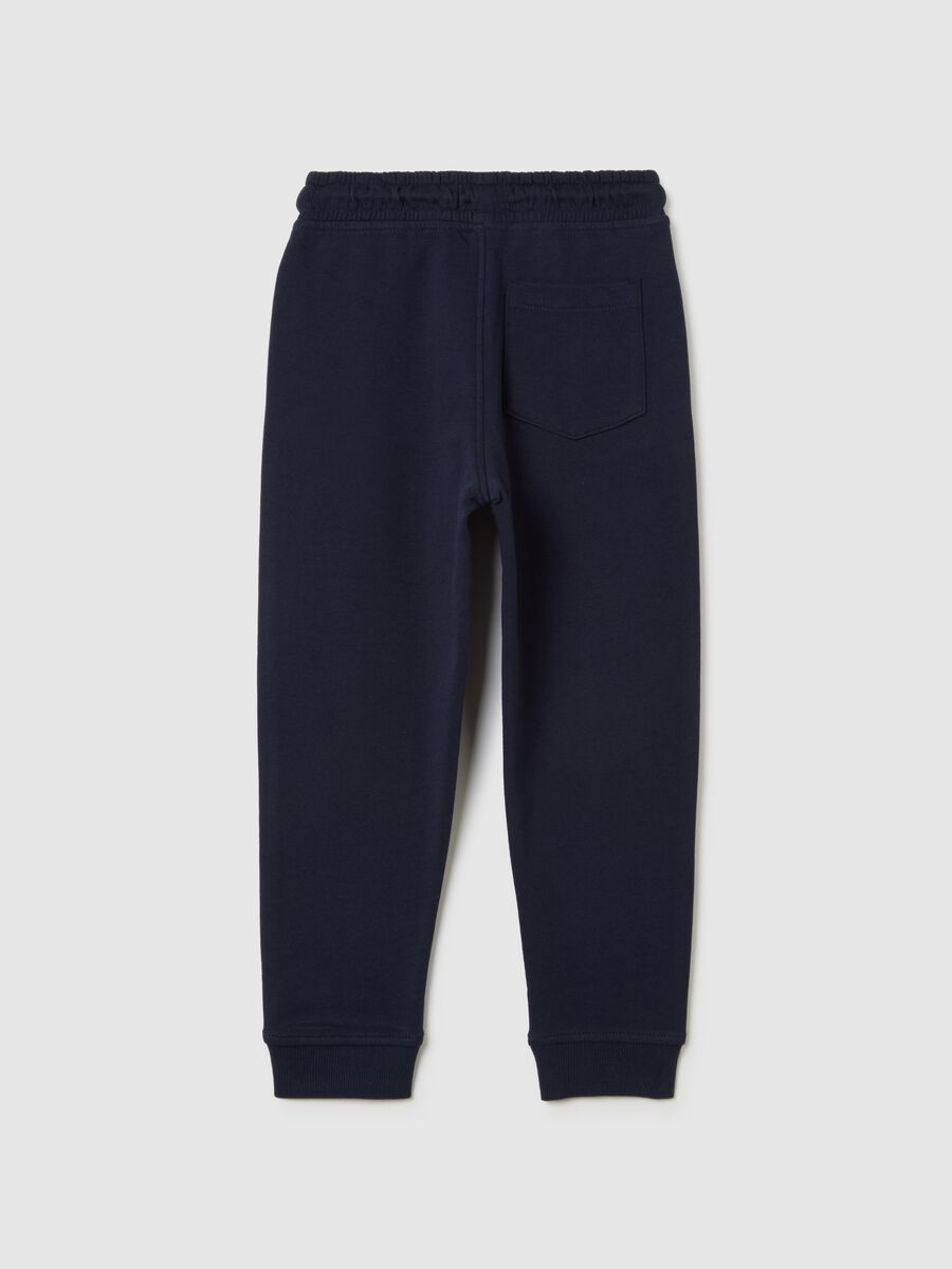 Blue pure cotton regular fit boys' trousers with print_1