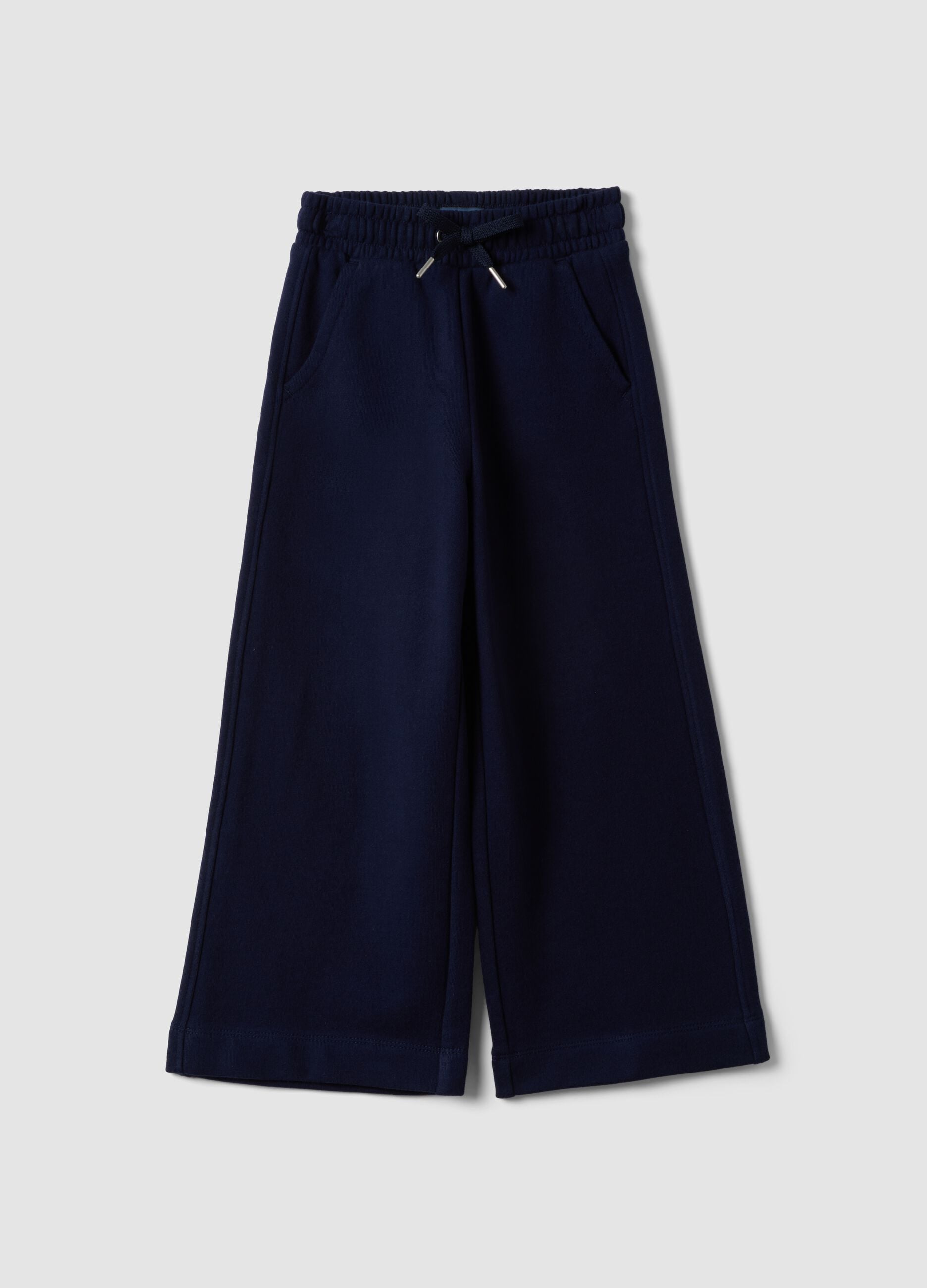 Pantaloni culotte blu in puro cotone organico per bambina
