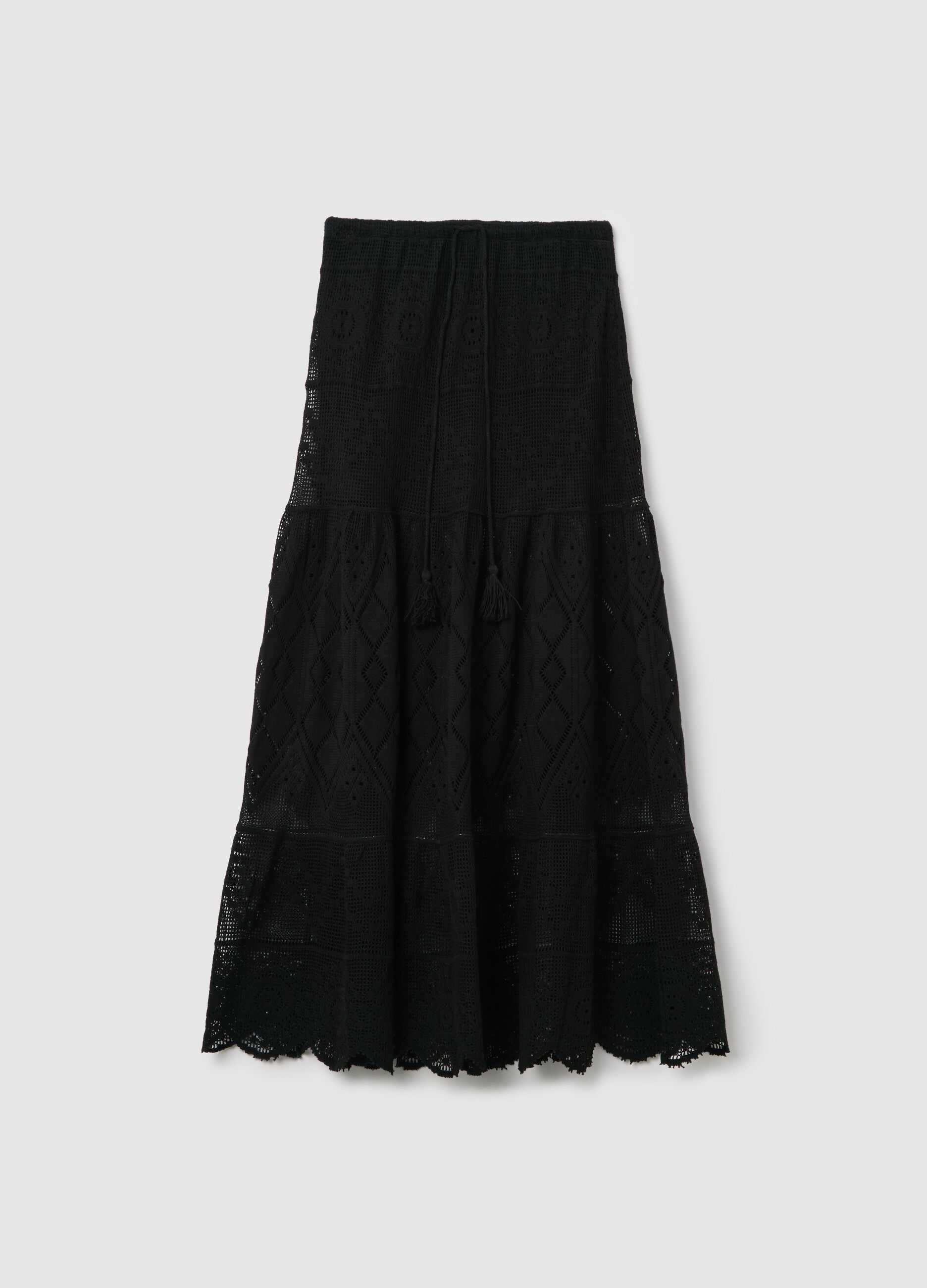Gonna lunga da donna in misto cotone nero regular fit