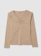 Beige regular fit pure cotton sweater_4