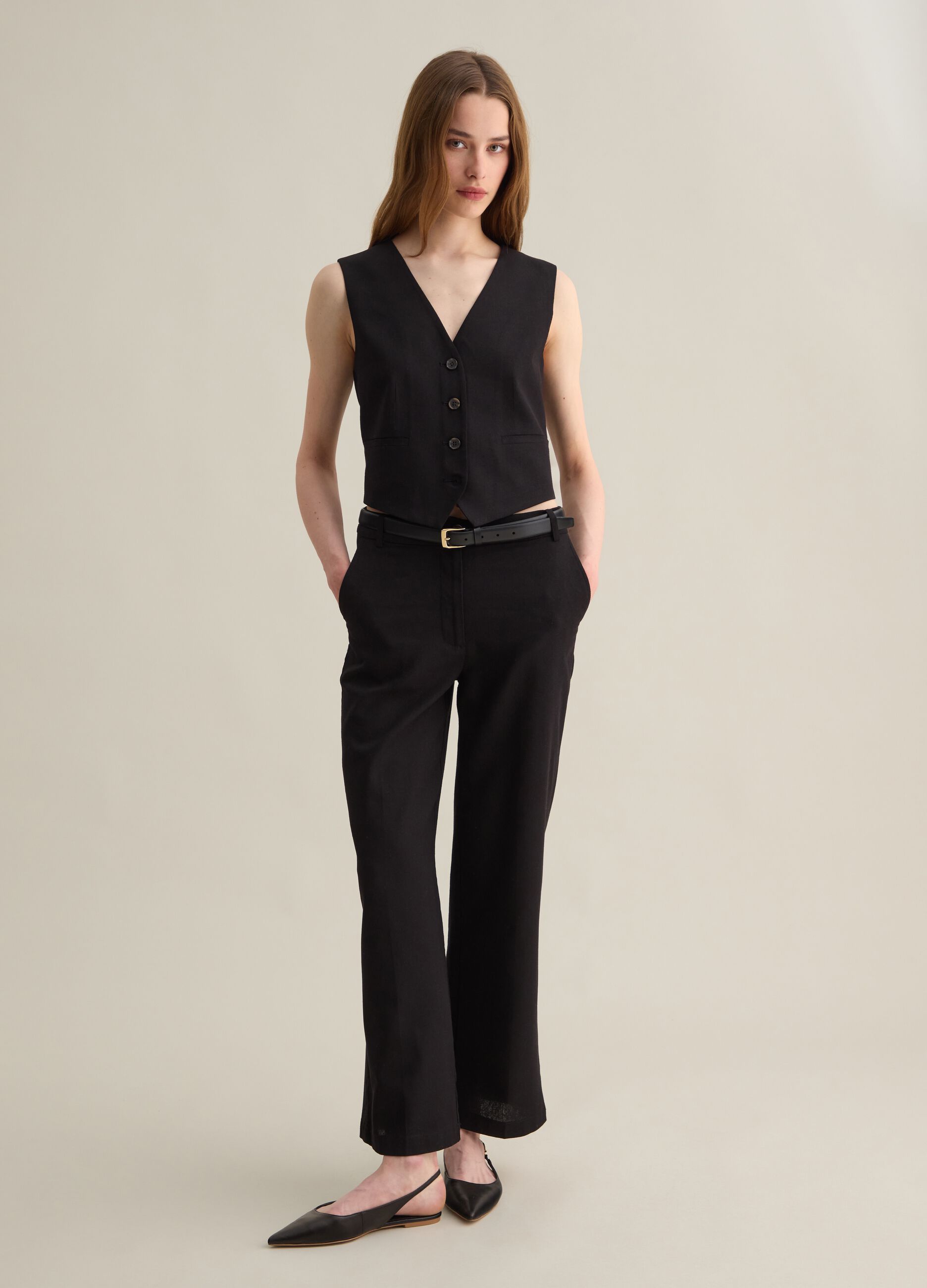 Gilet da donna in misto viscosa nero regular fit