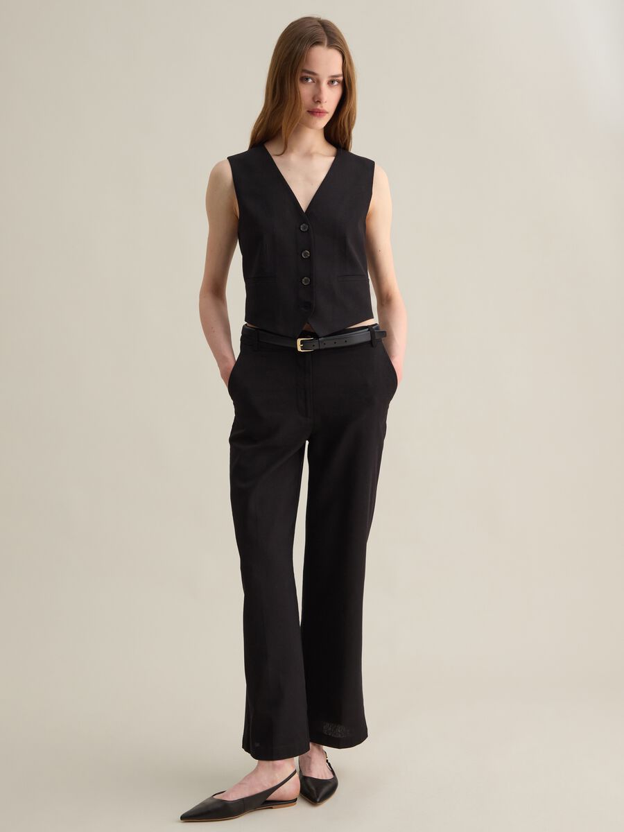 Black Waistcoat in Viscose and Cotton Blend by Piombo_1