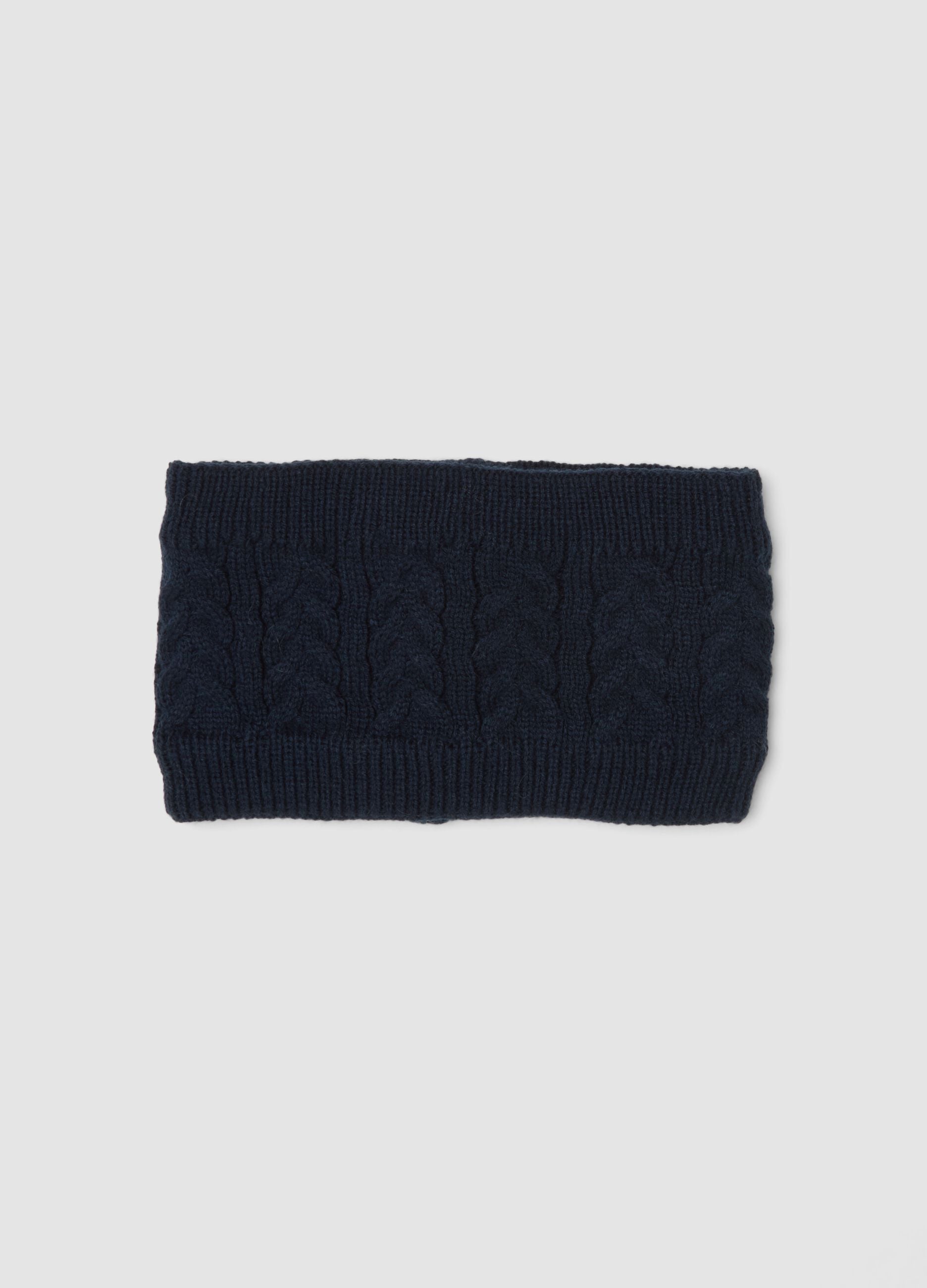 Blue cable-knit neck warmer