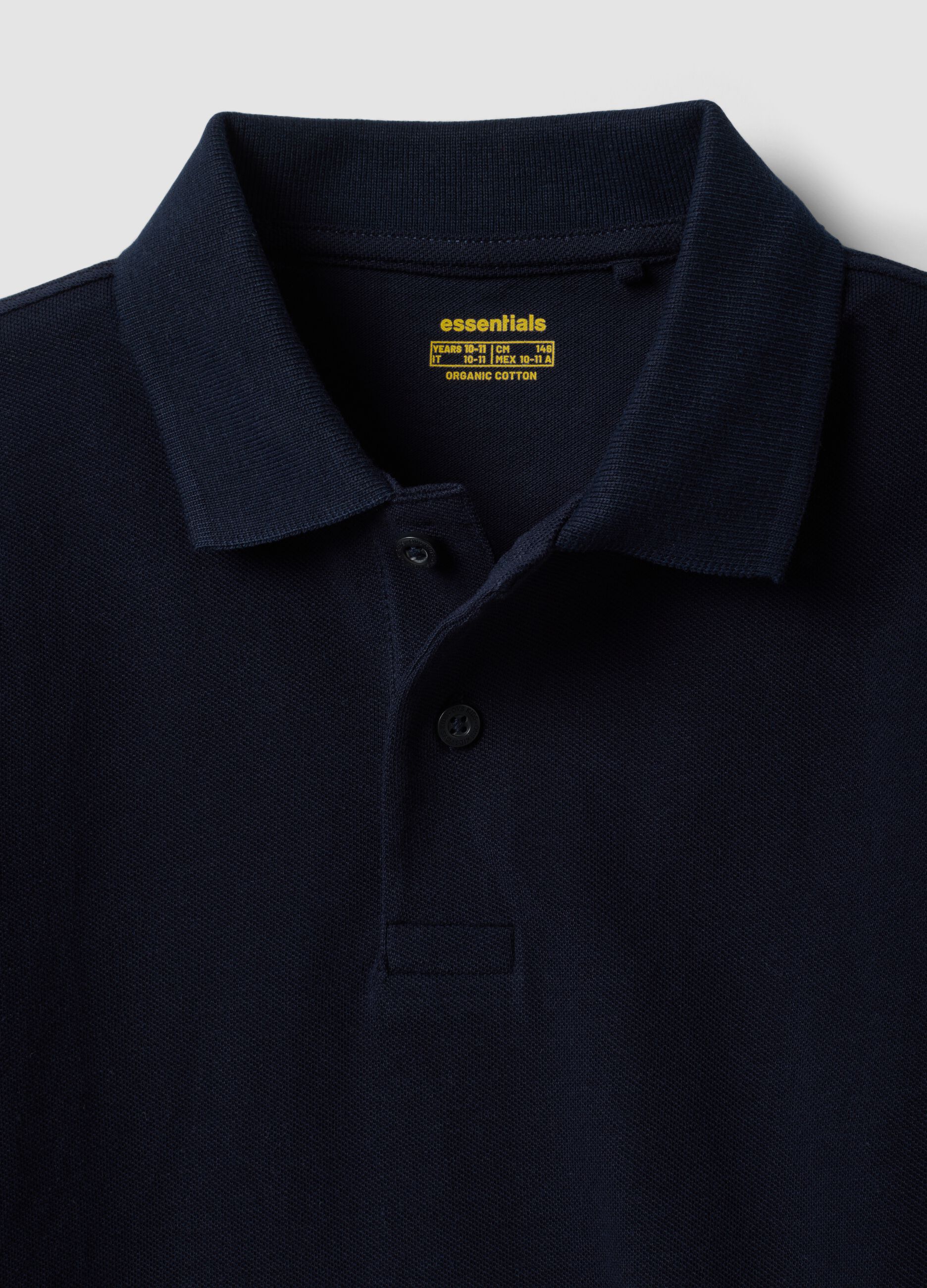 Blue piqu&eacute; polo shirt in pure organic cotton, regular fit, for boys