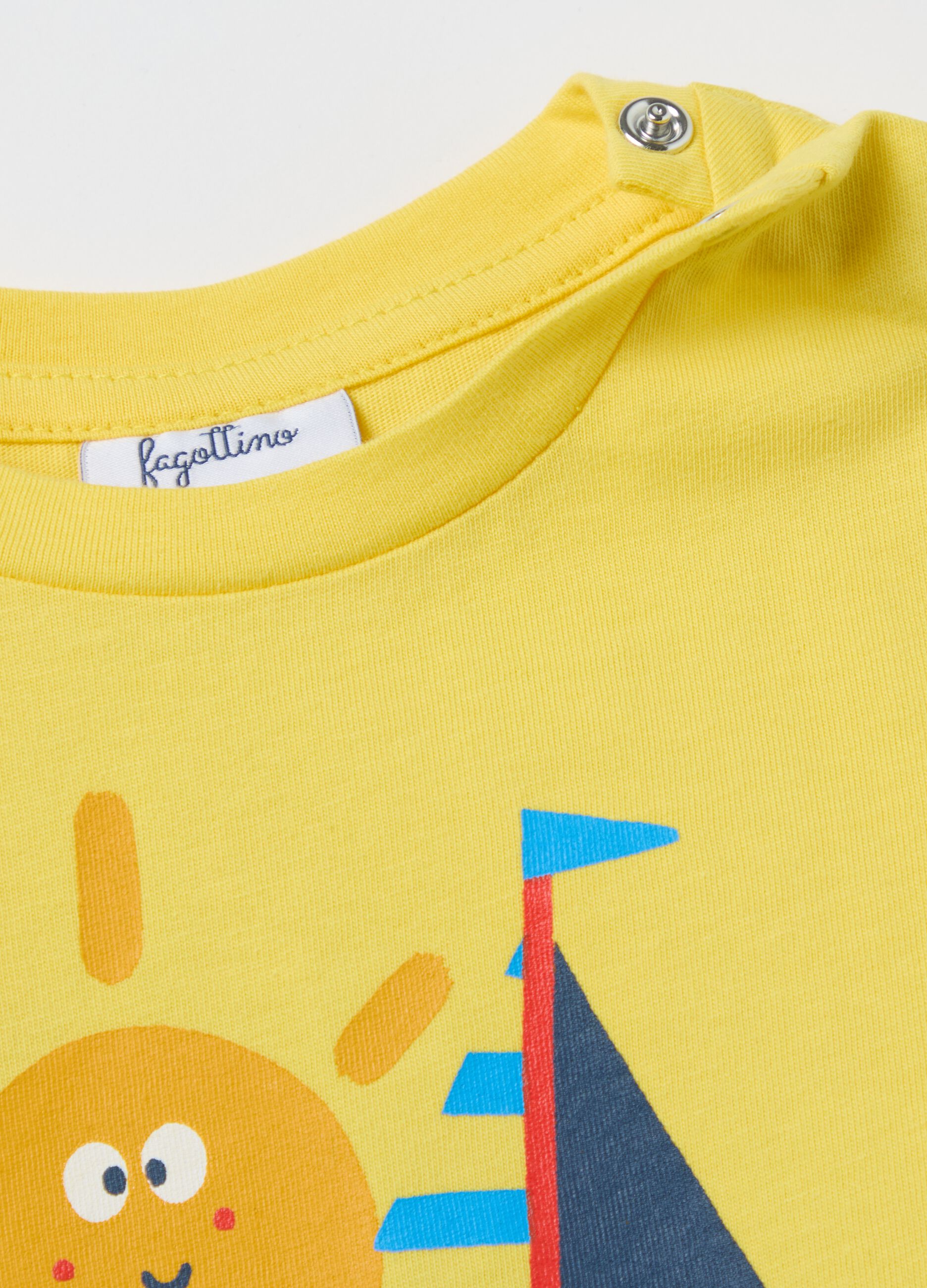 Cotton T-shirt with print and long sleeves