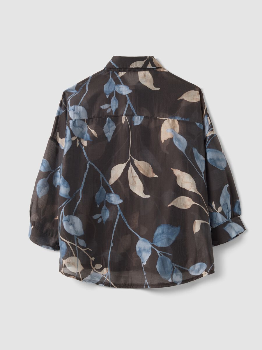 Brown lyocell-blend regular-fit shirt with foliage print_5