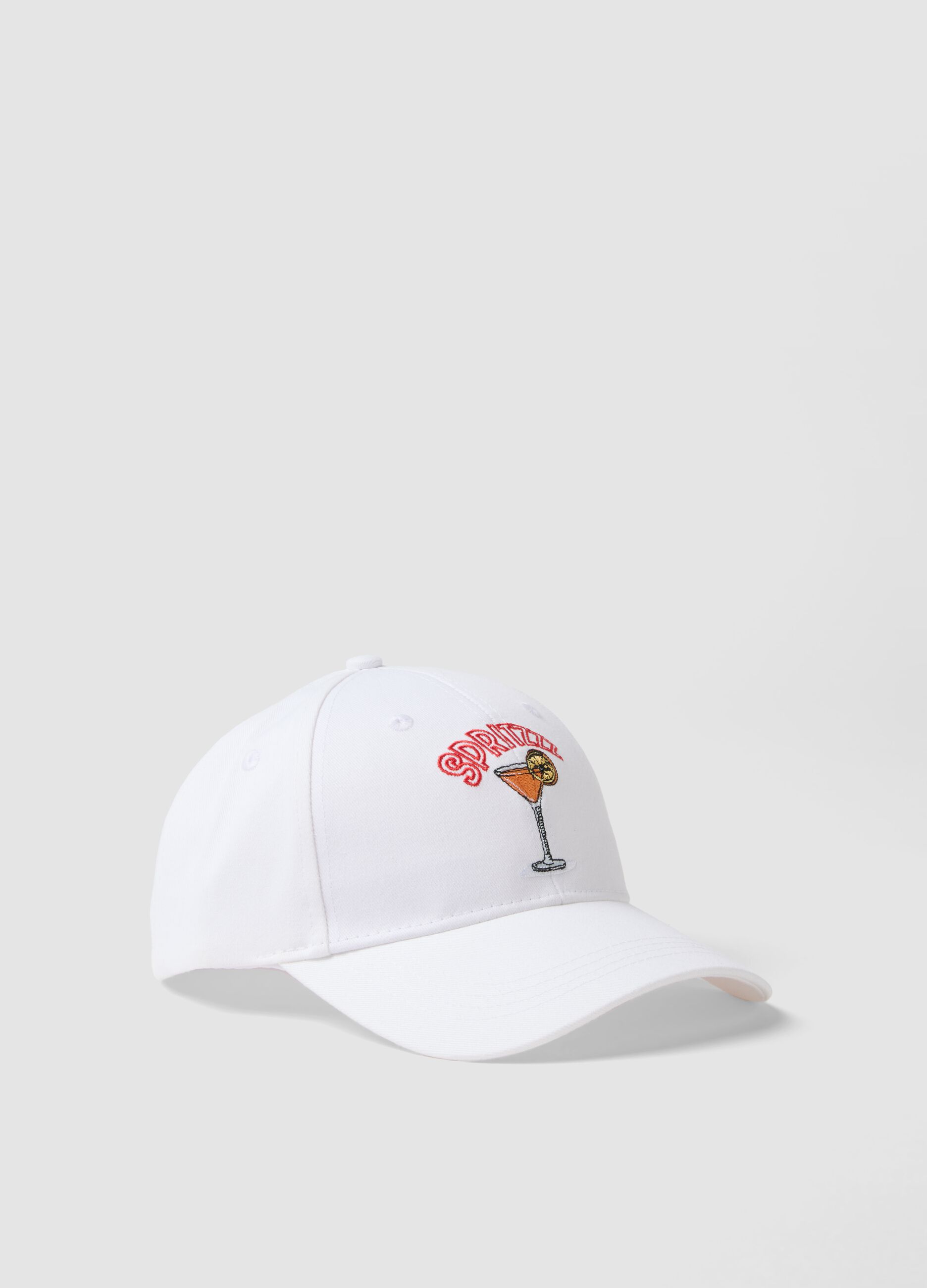 White pure cotton baseball cap with Spritz embroidery