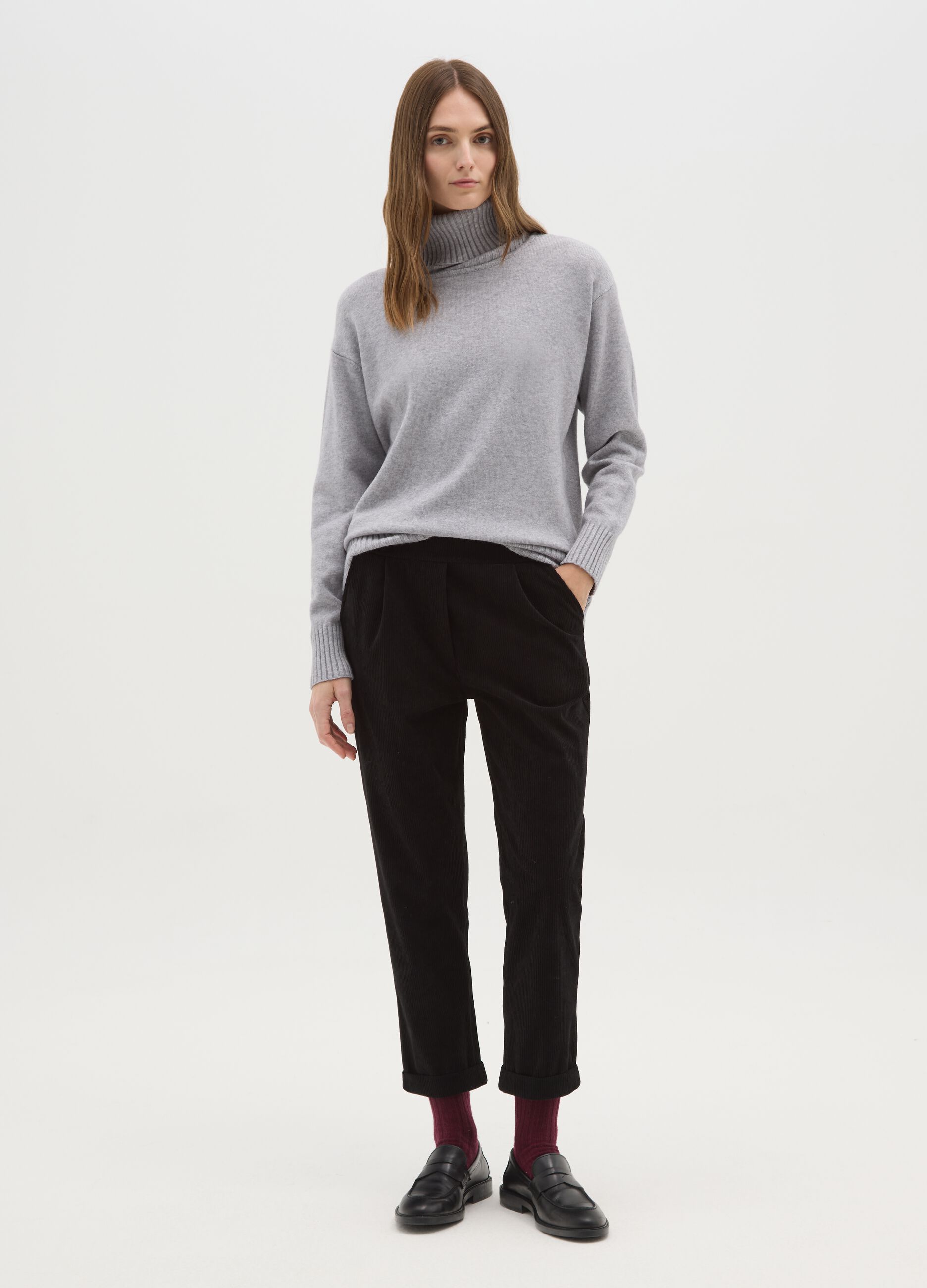 Black regular fit trousers