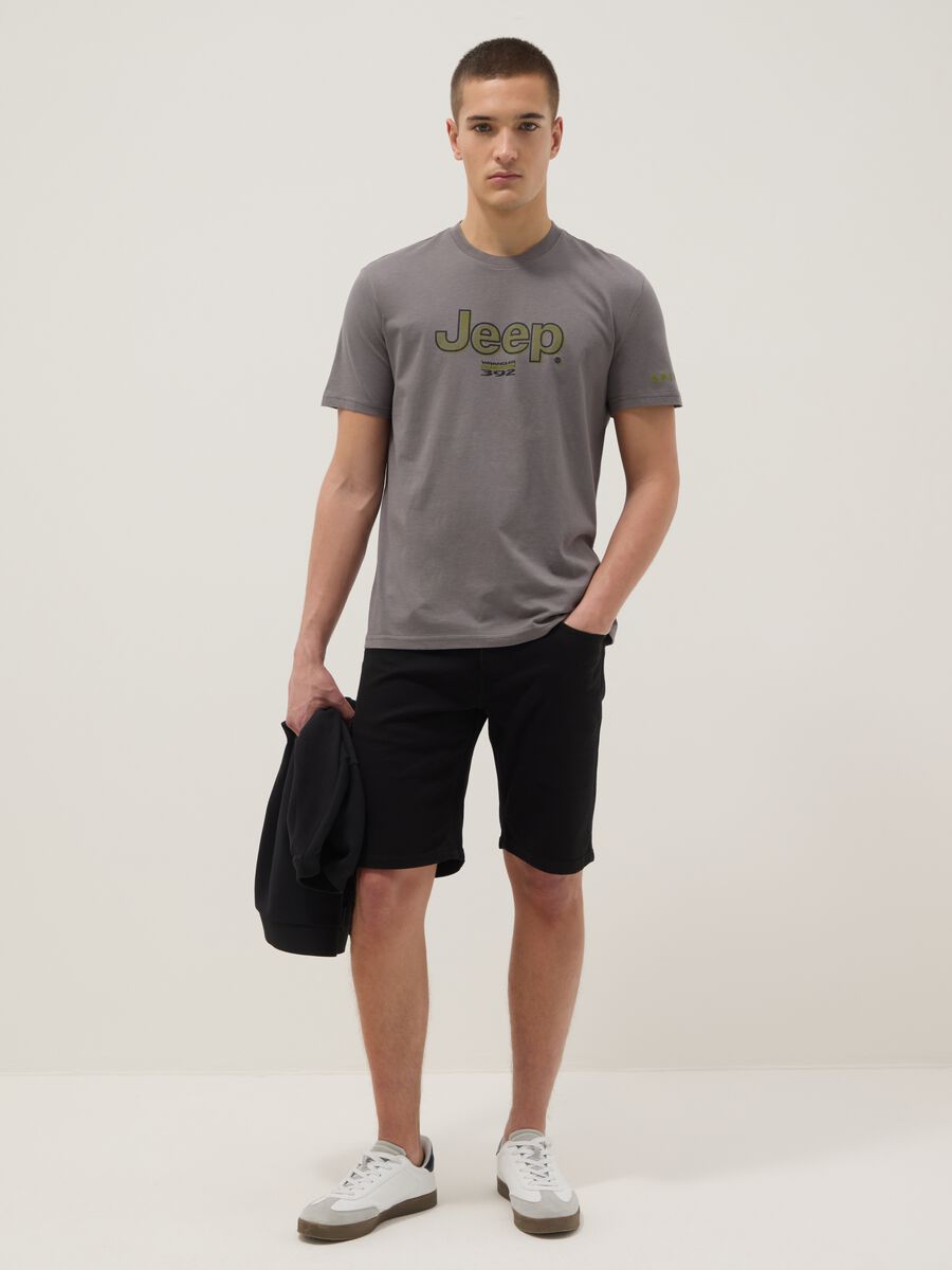 Grey pure cotton regular fit T-shirt with Jeep print_1