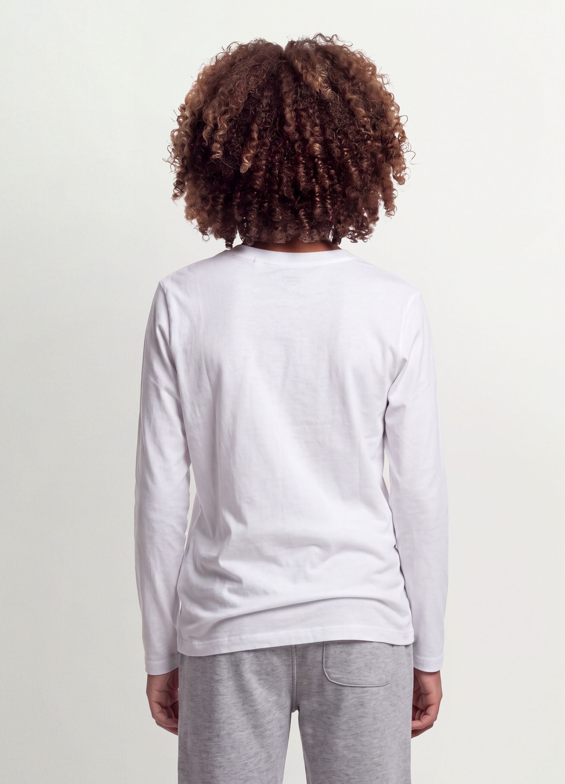 White long-sleeve T-shirt in pure organic cotton, regular fit, for boys