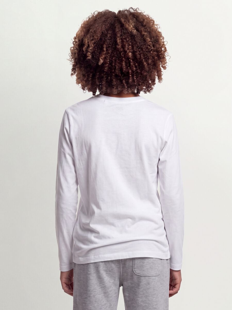 White long-sleeve T-shirt in pure organic cotton, regular fit, for boys_2