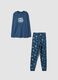 Blue organic cotton pyjamas with "Chill Vibes" slogan for boys_0