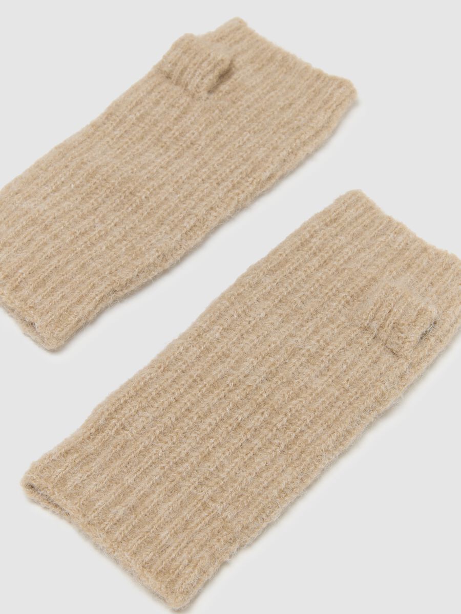 Beige Fingerless Gloves with Sparkles_1