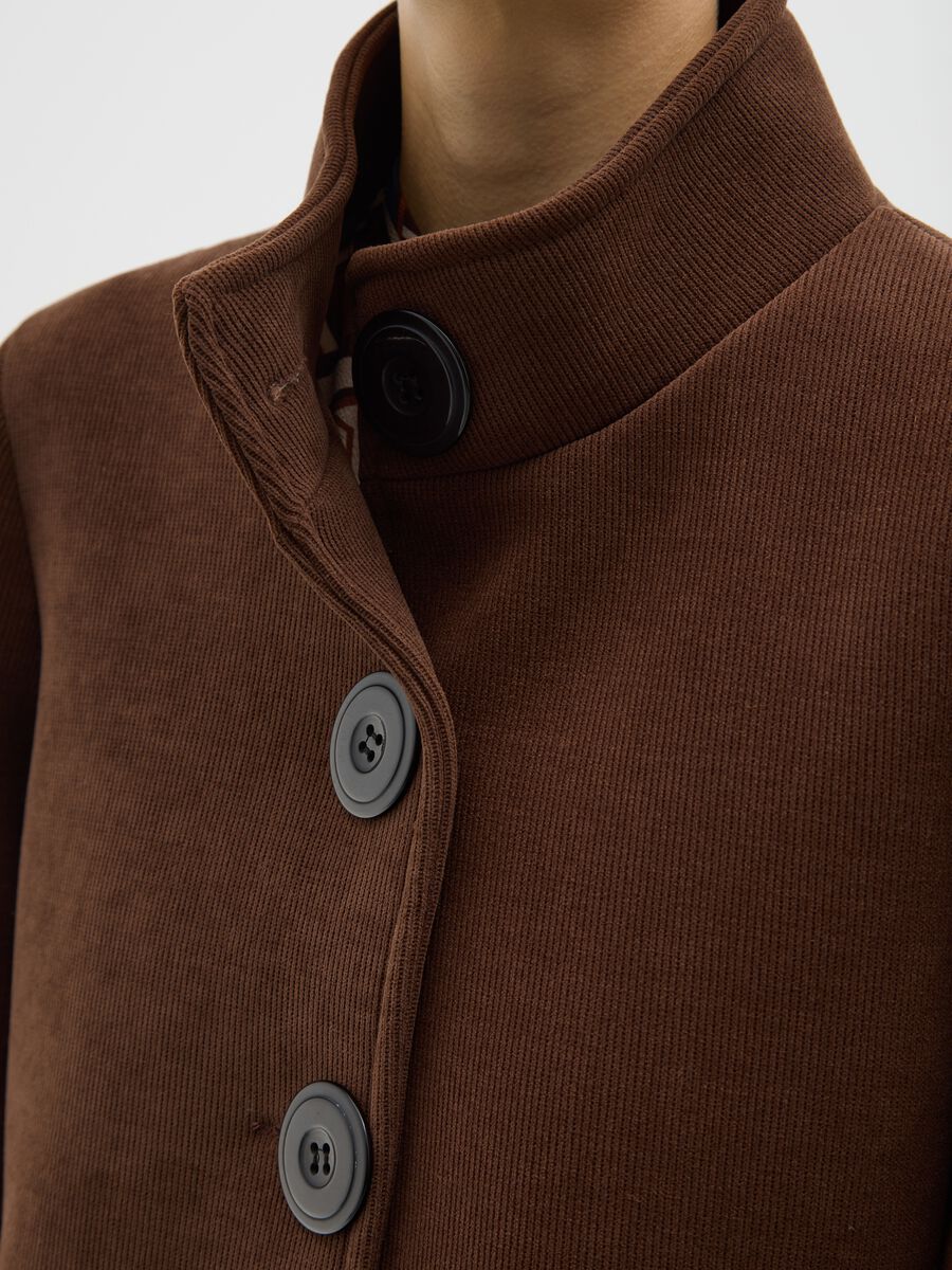 Regular fit brown coat with buttons_3