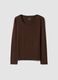 T-shirt marrone in viscosa elasticizzata con girocollo slim fit_4