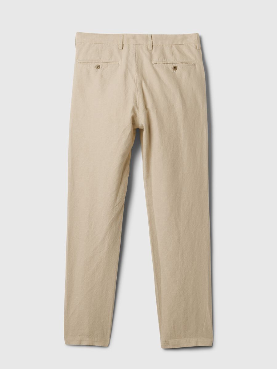 Pantalone slim fit in lino e cotone_5