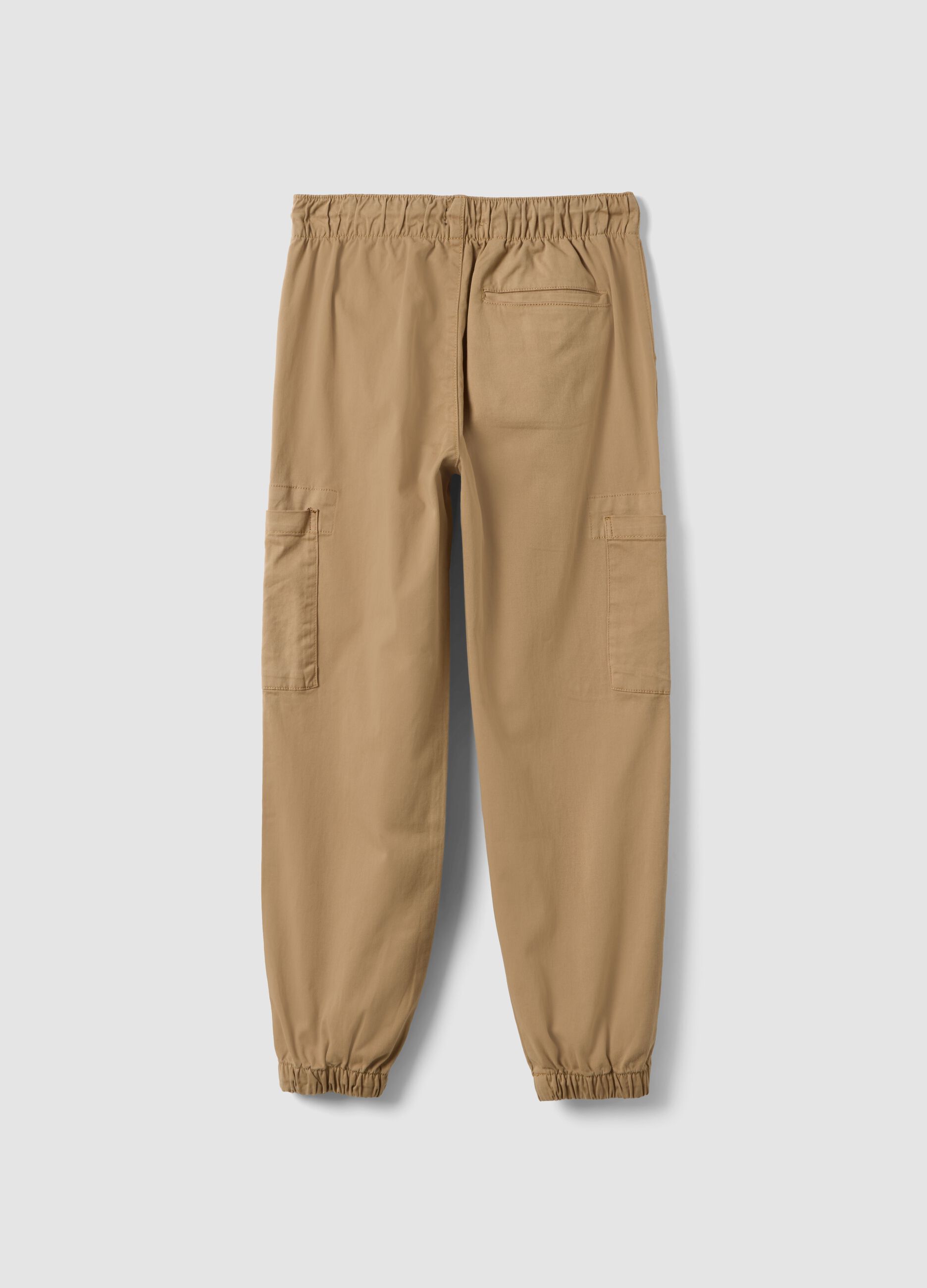 Jogger cargo marroni in cotone elasticizzato