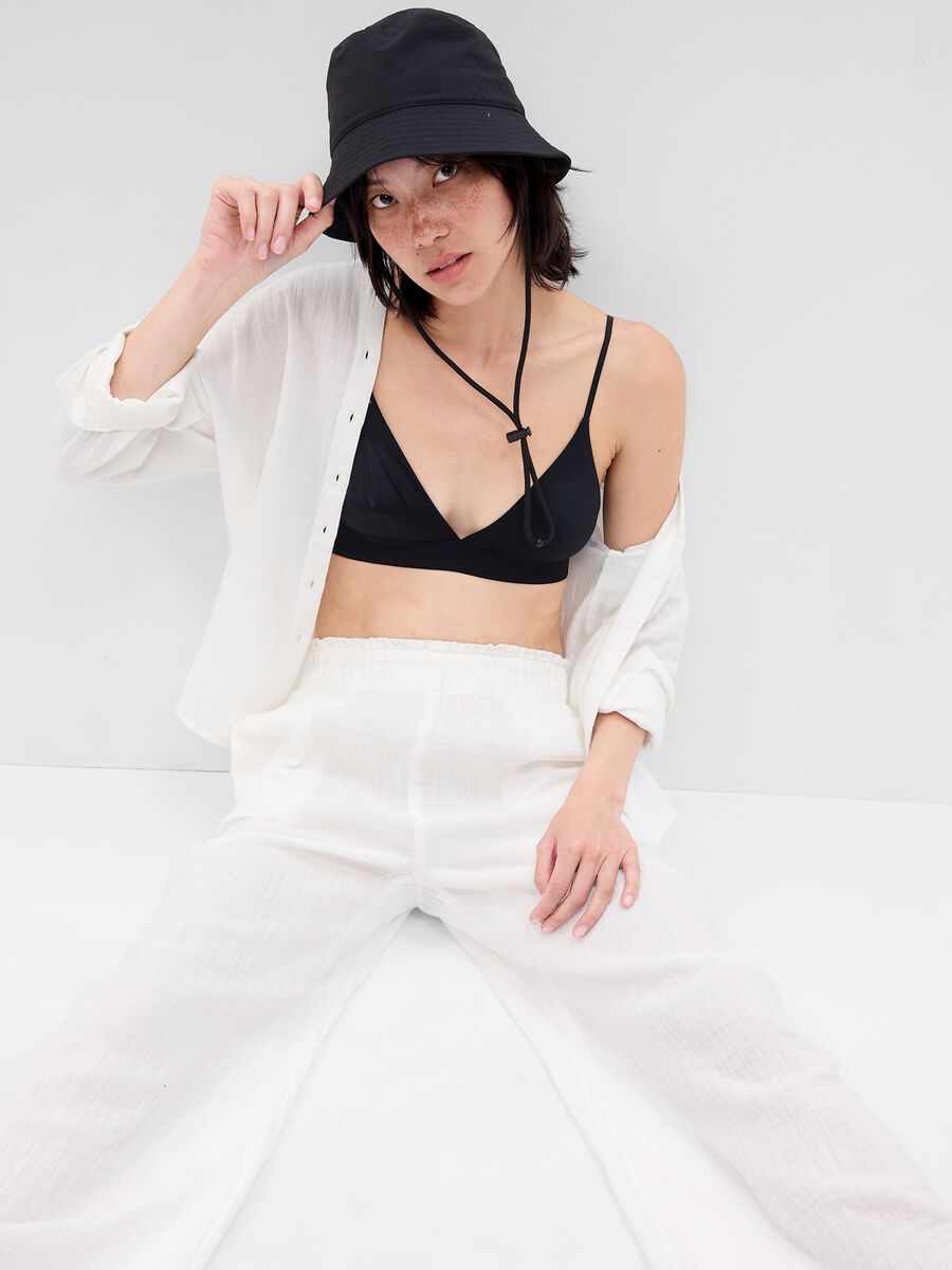 Pantaloni wide leg in garza di cotone_1