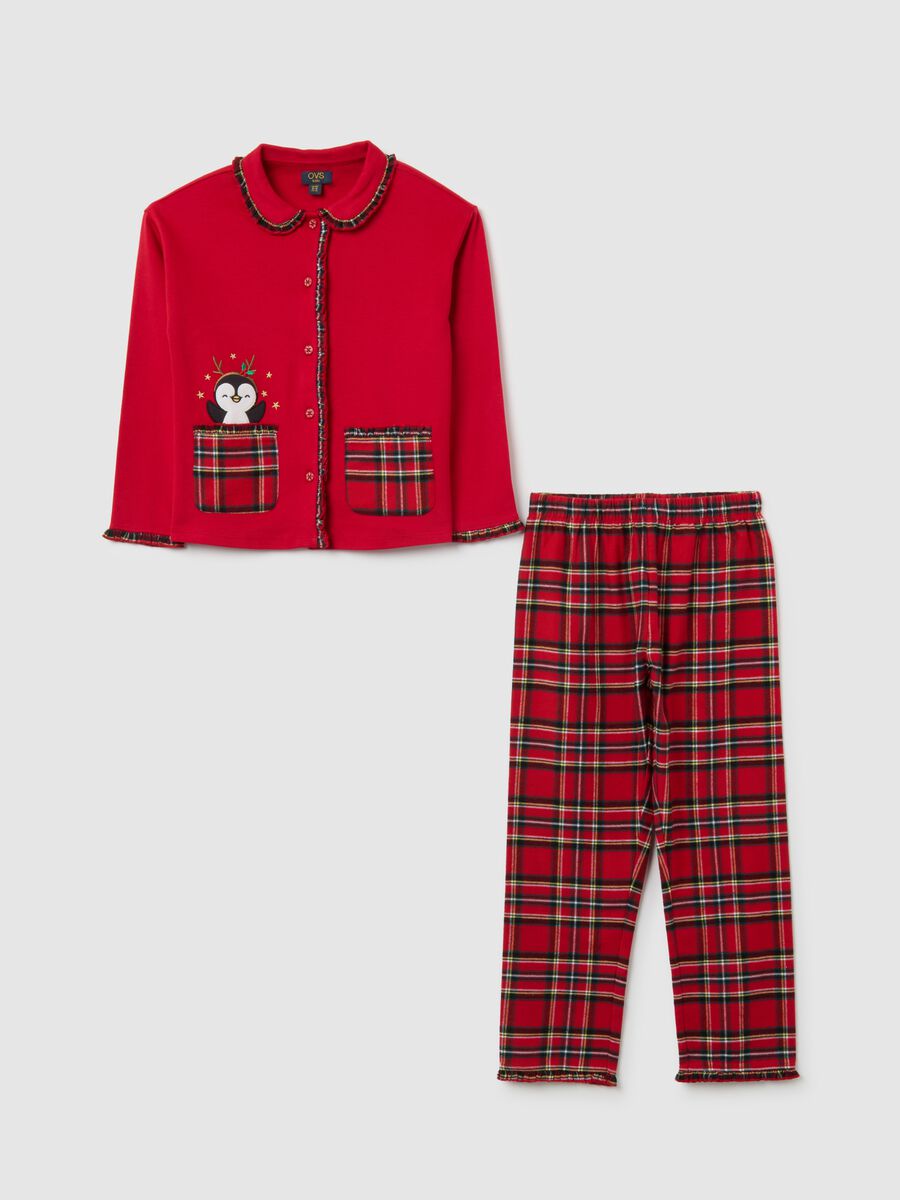 Girls' multicolour plaid pyjama in pure cotton regular fit_0