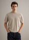 Short-sleeve beige cotton, linen, and silk blend regular fit t-shirt_0