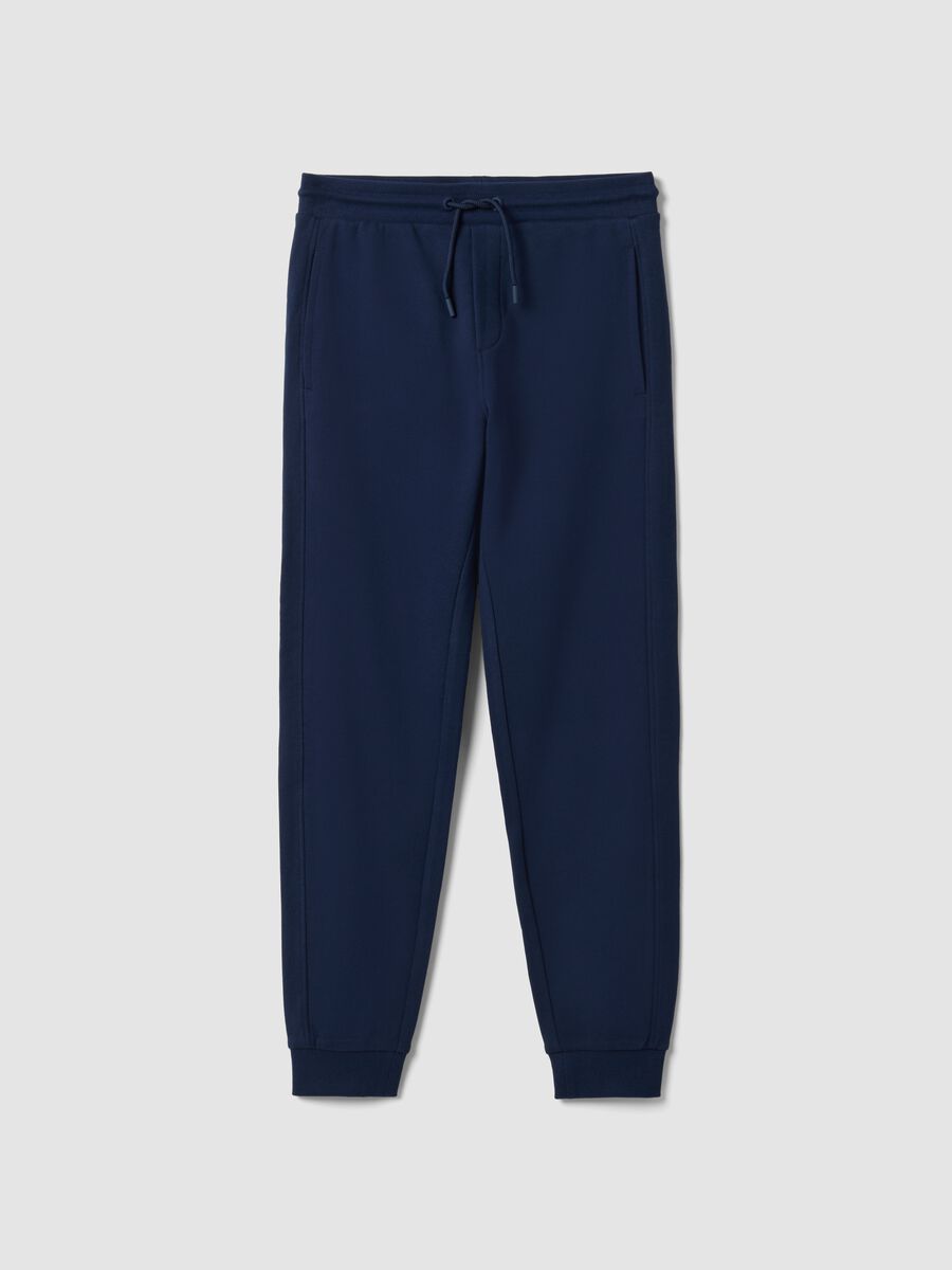 Pantaloni jogger blu in cotone organico_4