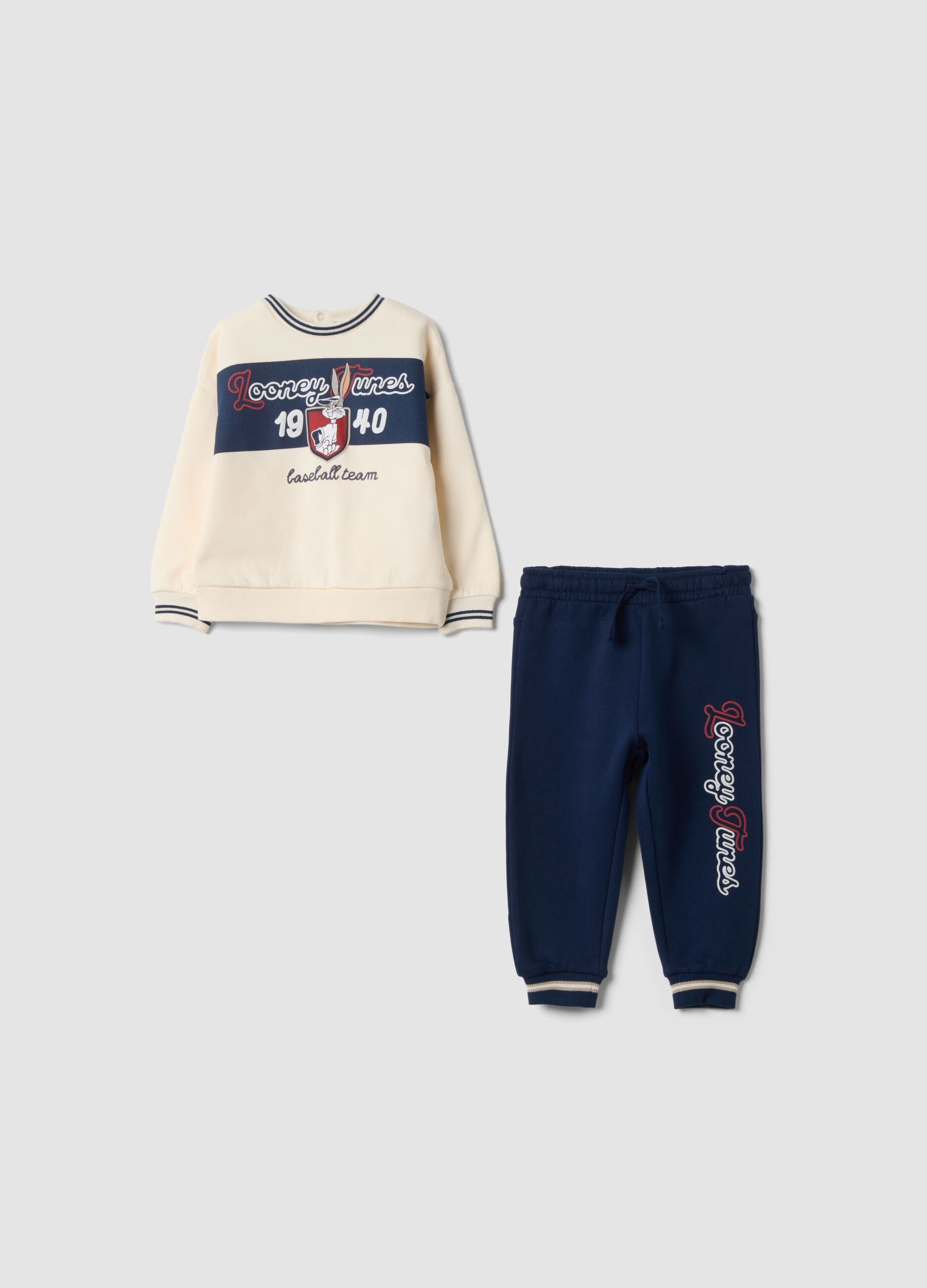 Blue organic cotton Looney Tunes print set