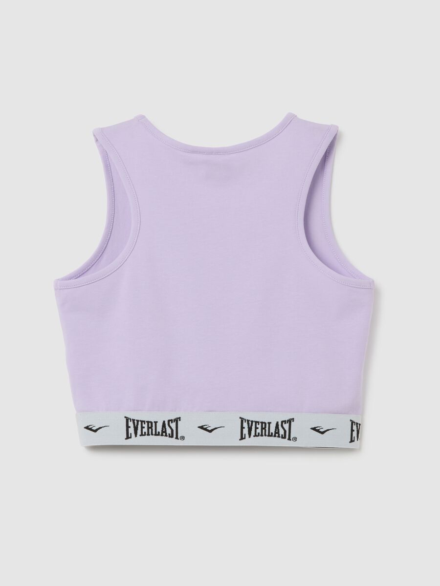 Purple fitted stretch cotton cropped top for girls_4