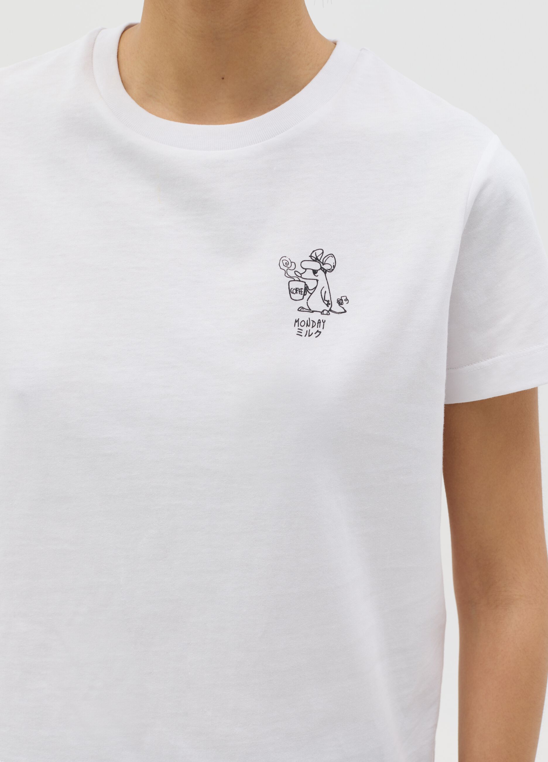 White boxy-fit T-shirt in cotton