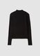 Black ribbed viscose-blend fitted top with high neck_6