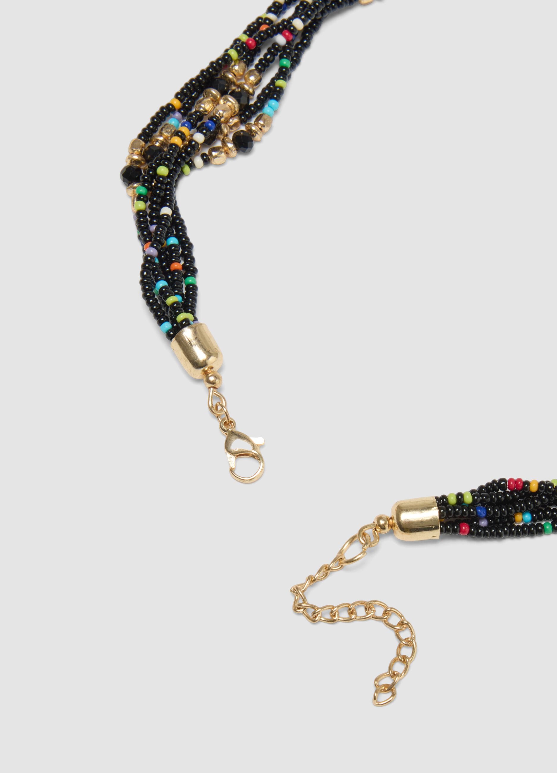Multicolour necklace with black tassels