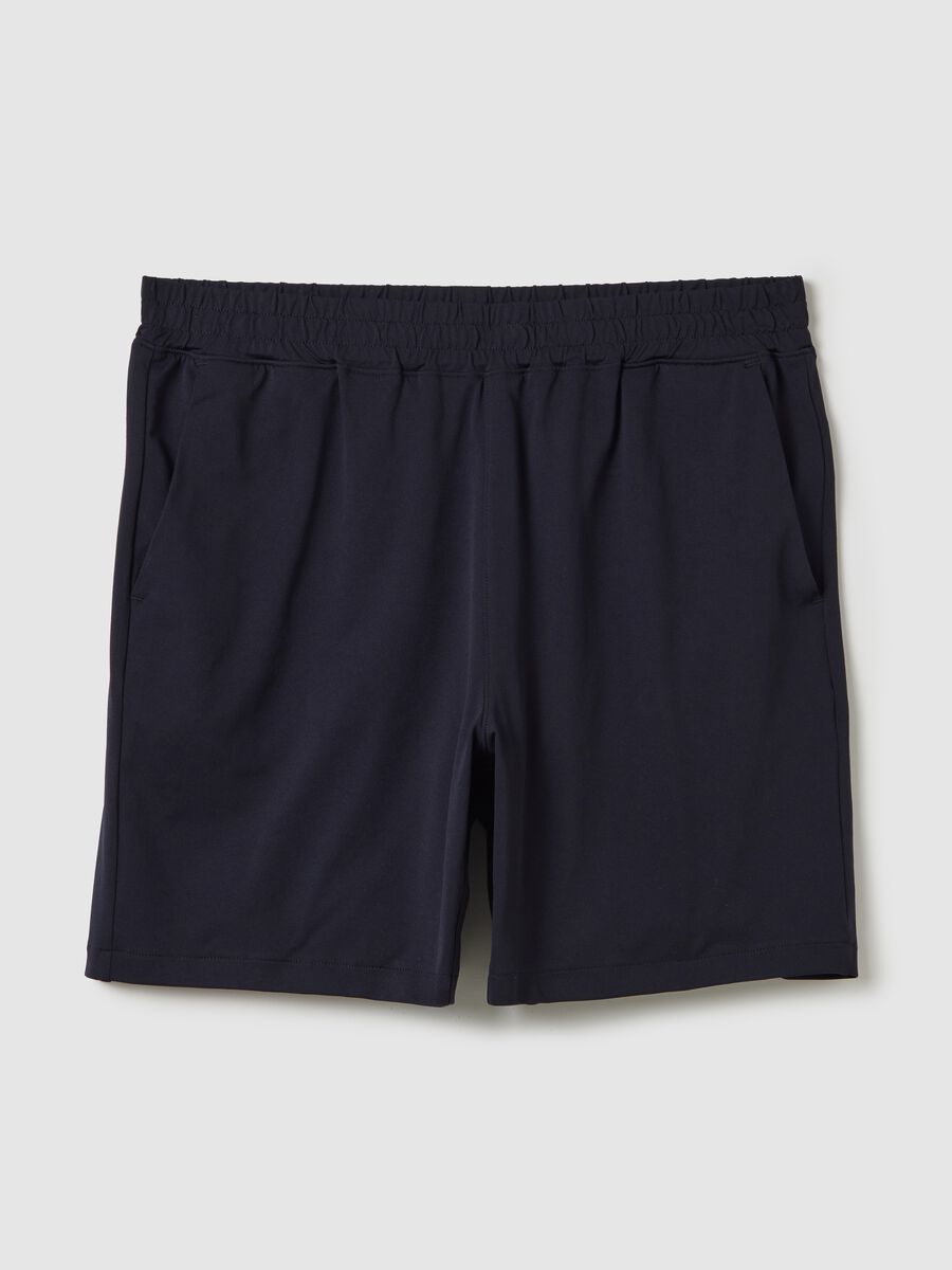 Blue Bermuda joggers in stretch fabric_4