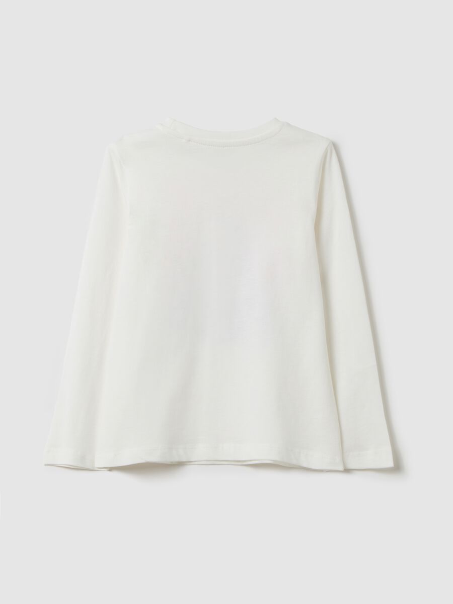 Girls' white pure cotton T-shirt regular fit with print_1
