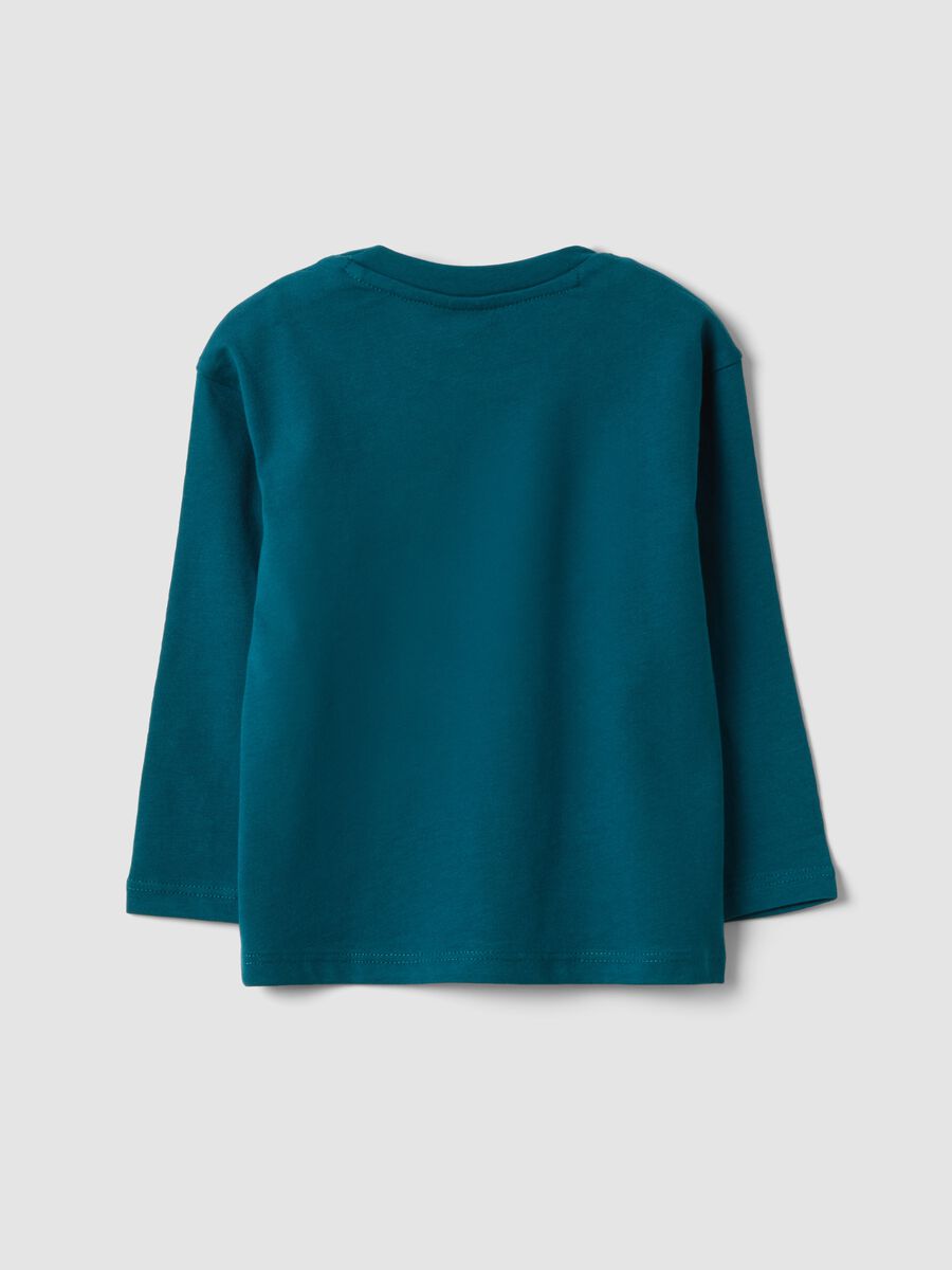 Maglietta verde in puro cotone organico con girocollo e taschino per bimbo_1