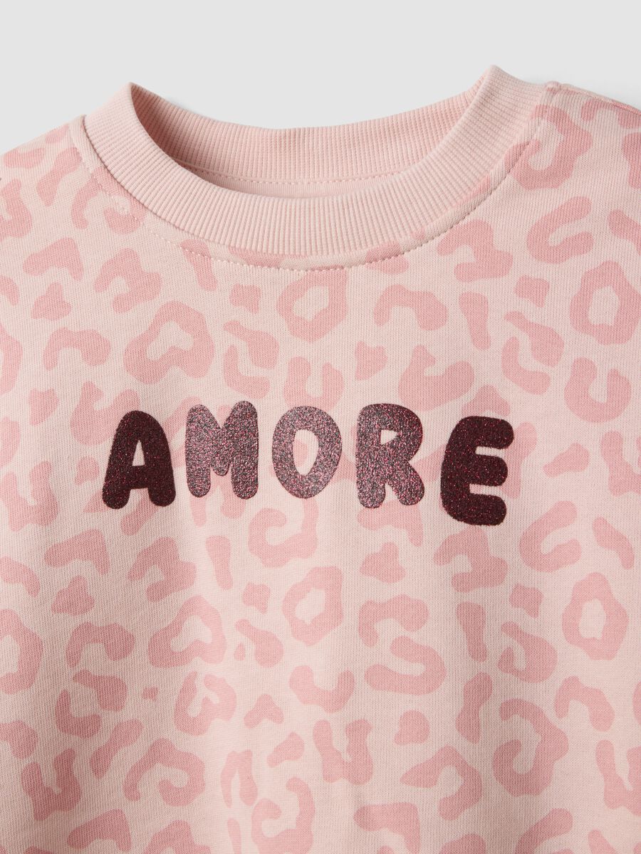 Multicolour pure cotton set with animal-print sweatshirt for girls_2