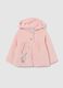 Pink velour regular fit baby jacket with buttons_0