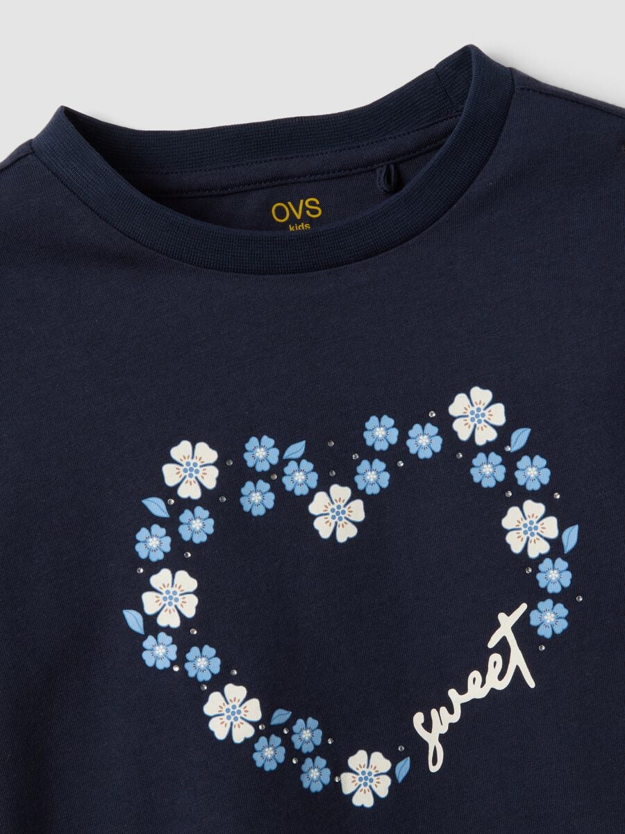 T-shirt blu in puro cotone organico girocollo_3
