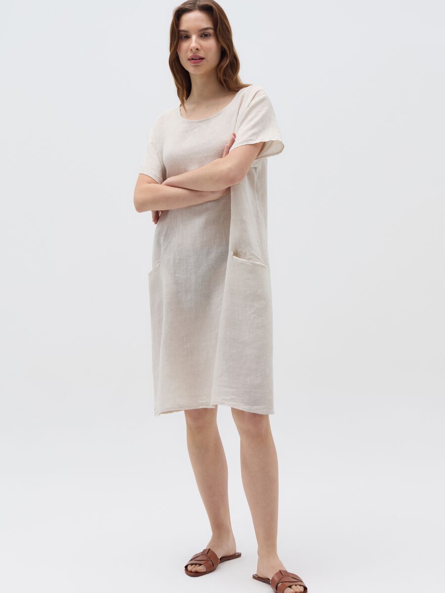 Short dress in linen with pockets_1