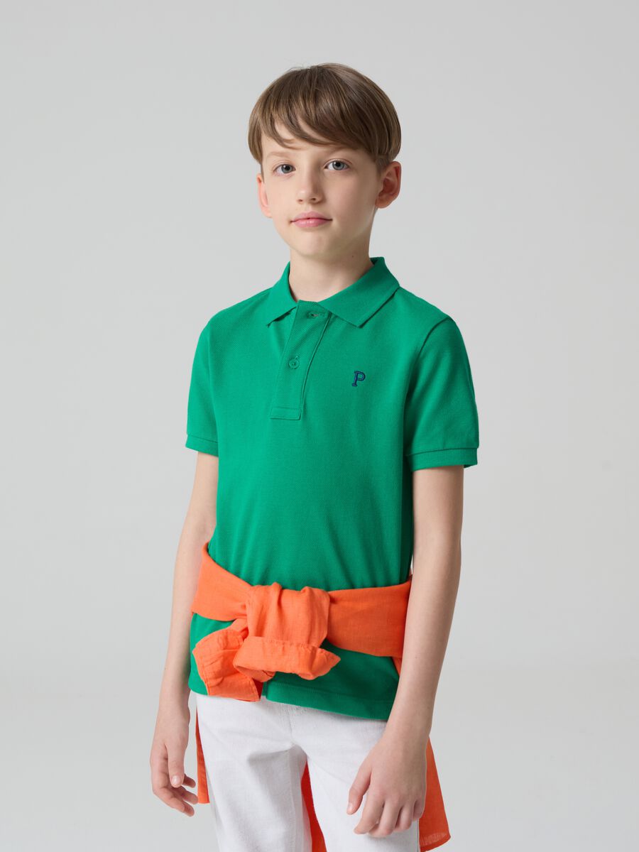 Polo in piquet con ricamo logo_1
