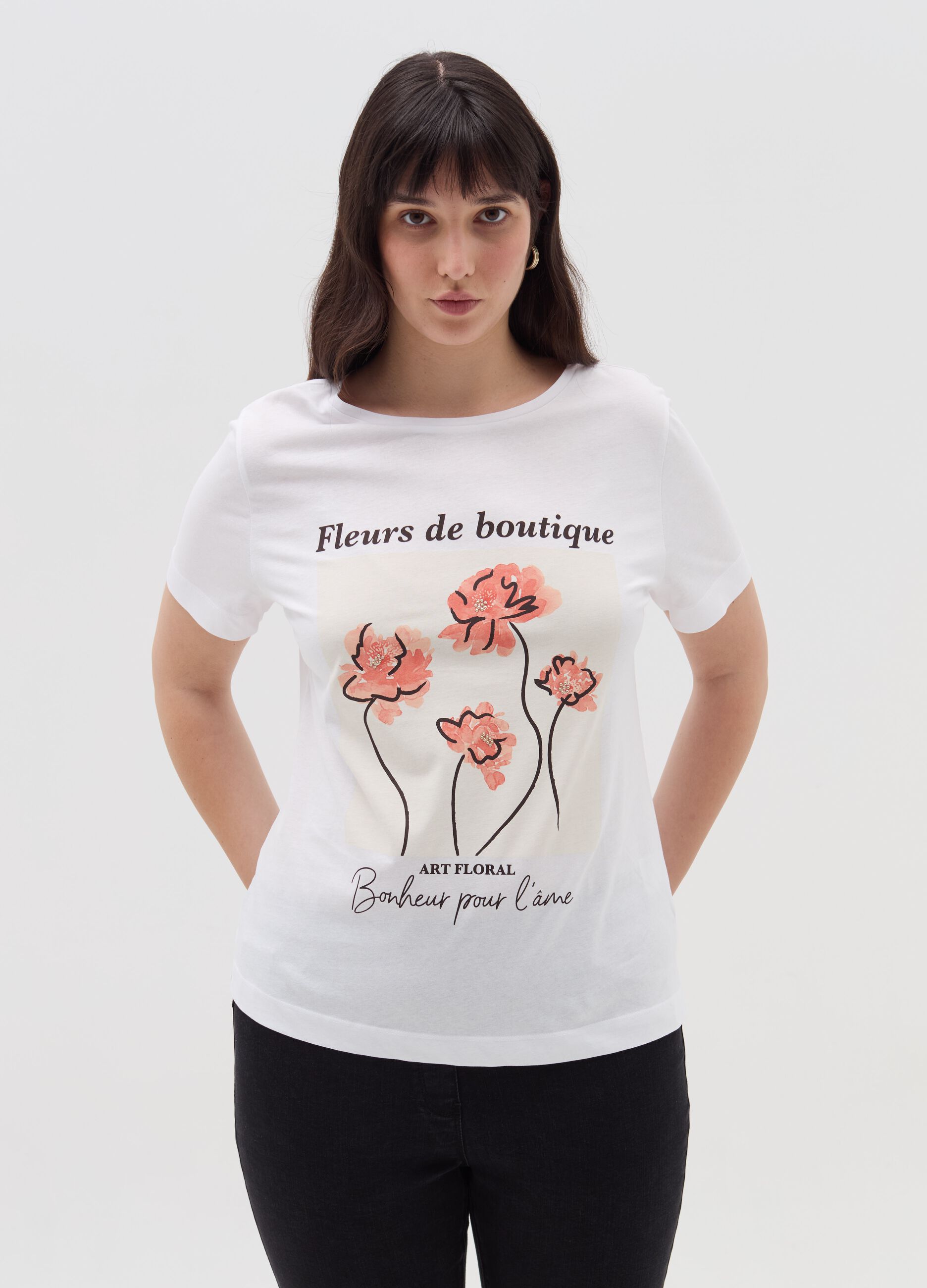 MYA T-shirt in cotone con stampa Curvy