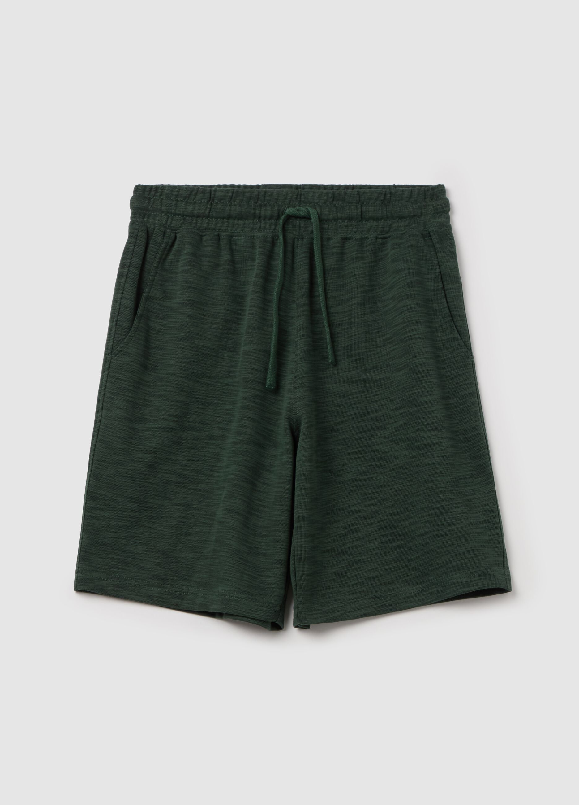 Short pyjamas in slub jersey with drawstring