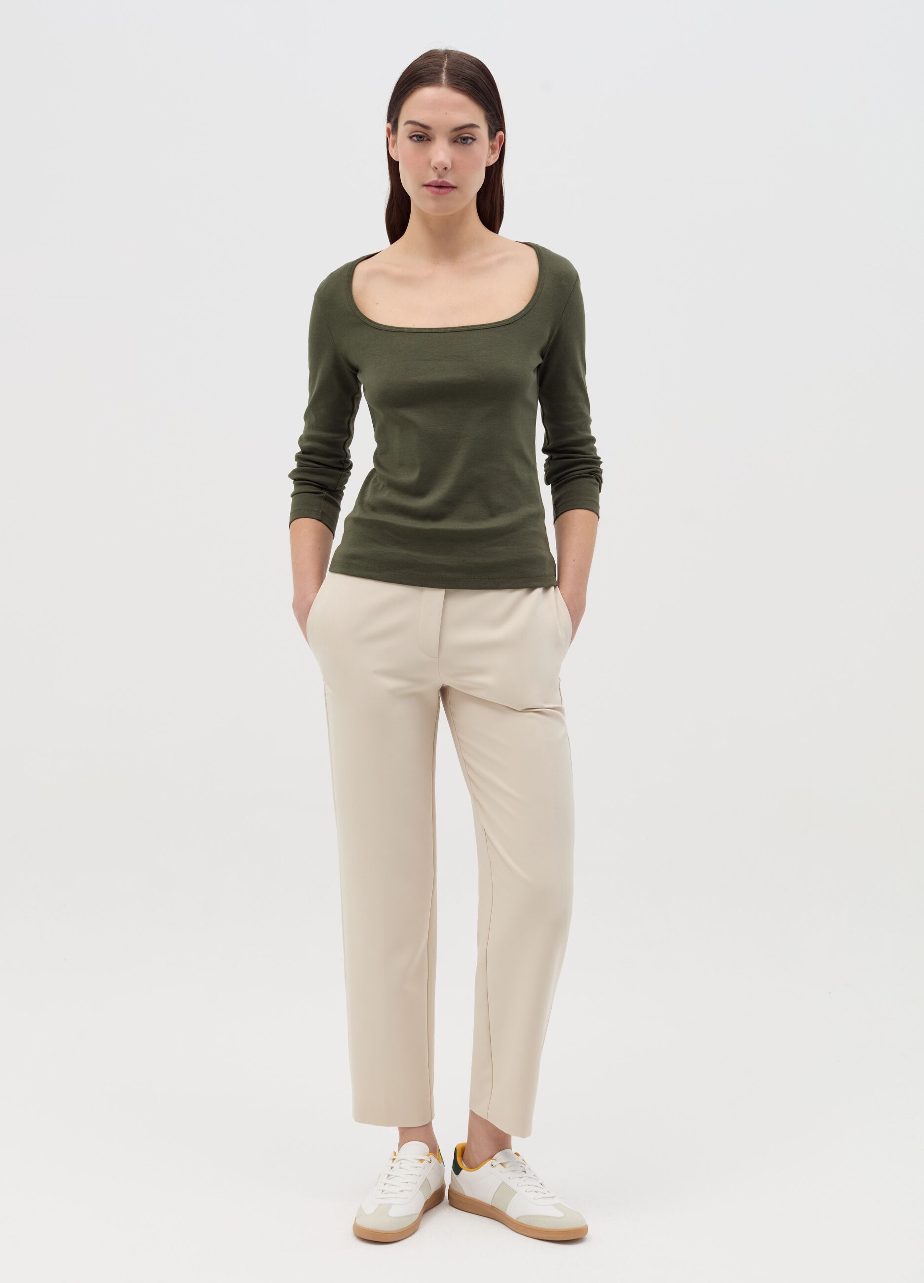 Slim-fit ankle-length trousers