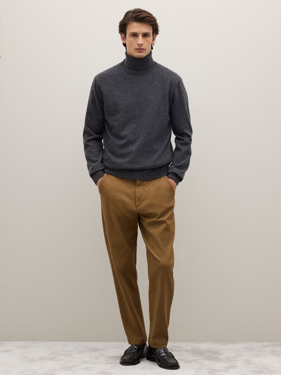 Grey high-neck lambswool turtleneck regular fit_1