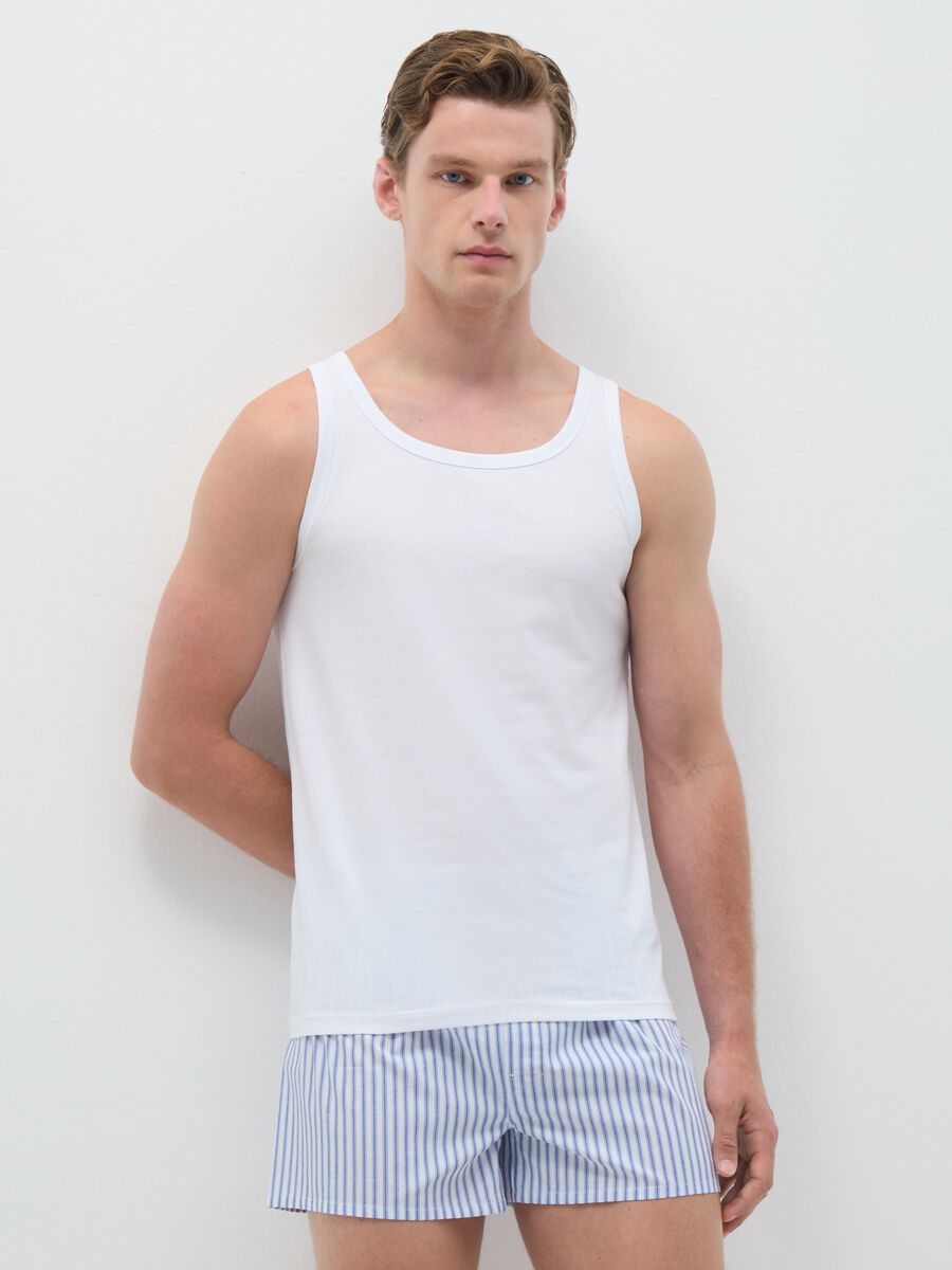 Men's White Pure Cotton Vest_0