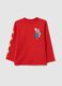 Red pure cotton children's sweater with Super Mario print_0