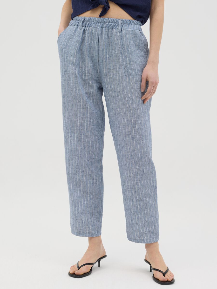 Blue trousers in stretch fabric_1